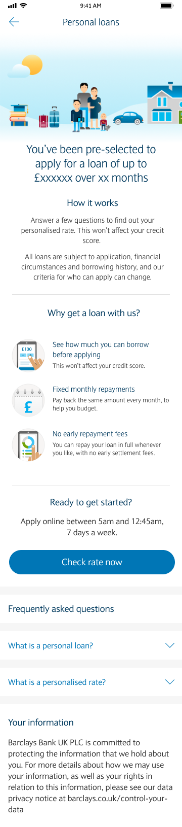 After — Redesigned Loans Overview page